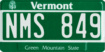 VT license plate NMS849