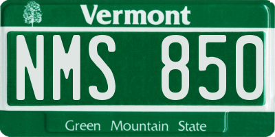 VT license plate NMS850