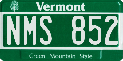 VT license plate NMS852