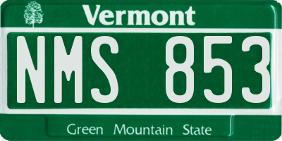 VT license plate NMS853