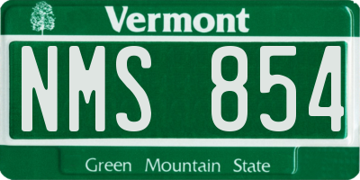 VT license plate NMS854