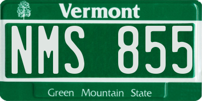 VT license plate NMS855