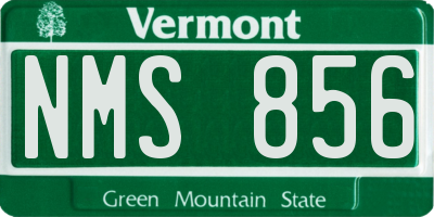 VT license plate NMS856