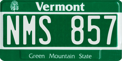 VT license plate NMS857