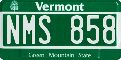 VT license plate NMS858