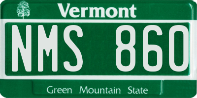 VT license plate NMS860