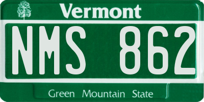 VT license plate NMS862
