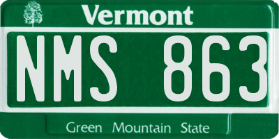 VT license plate NMS863
