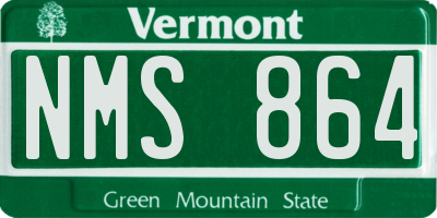 VT license plate NMS864