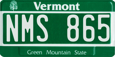 VT license plate NMS865