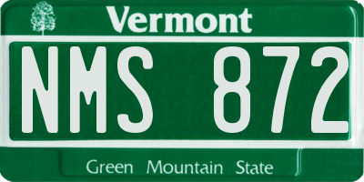 VT license plate NMS872