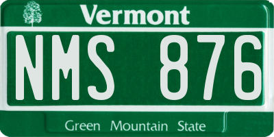 VT license plate NMS876