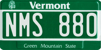 VT license plate NMS880