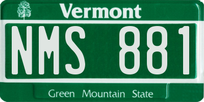 VT license plate NMS881