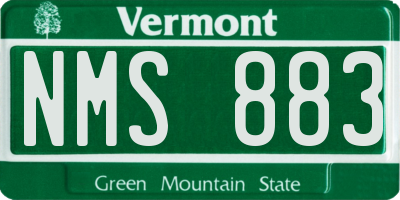 VT license plate NMS883