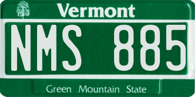 VT license plate NMS885