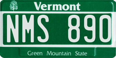 VT license plate NMS890