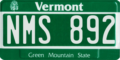 VT license plate NMS892