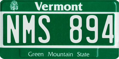 VT license plate NMS894