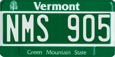 VT license plate NMS905
