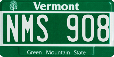 VT license plate NMS908