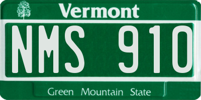VT license plate NMS910