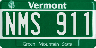 VT license plate NMS911