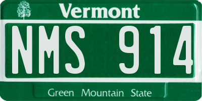 VT license plate NMS914