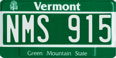 VT license plate NMS915