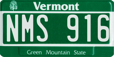 VT license plate NMS916