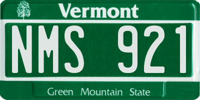 VT license plate NMS921