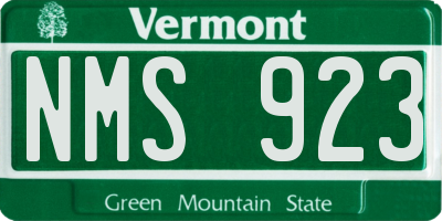 VT license plate NMS923