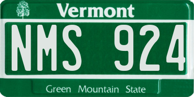 VT license plate NMS924