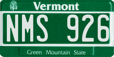 VT license plate NMS926