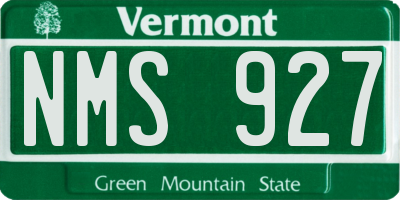 VT license plate NMS927