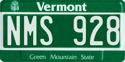 VT license plate NMS928