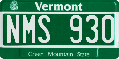 VT license plate NMS930