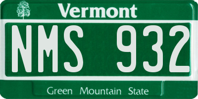 VT license plate NMS932