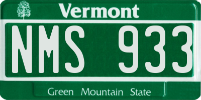 VT license plate NMS933