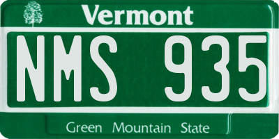 VT license plate NMS935