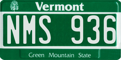 VT license plate NMS936