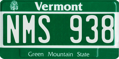 VT license plate NMS938