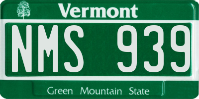 VT license plate NMS939