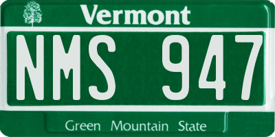 VT license plate NMS947