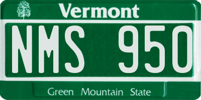 VT license plate NMS950