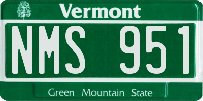 VT license plate NMS951