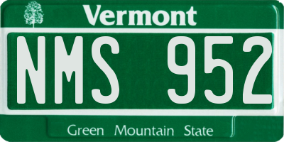 VT license plate NMS952