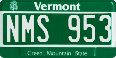 VT license plate NMS953