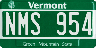VT license plate NMS954