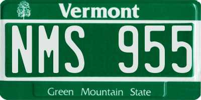 VT license plate NMS955